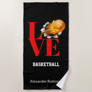 Liebe Basketball Personalisierter Sport   Strandtuch