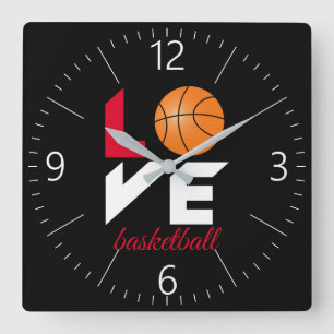 Liebe Basketball Quadratische Wanduhr