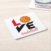 Liebe Basketball Rechteckiger Pappuntersetzer (angewinkelt)