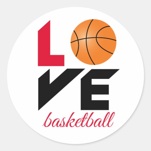 Liebe Basketball Runder Aufkleber (Vorderseite)