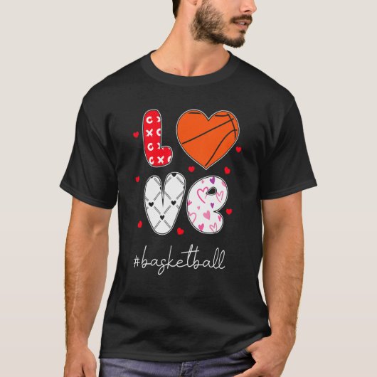 Liebe Basketball Xoxo Doodle Heart Ball Graphic T-Shirt (Vorderseite)