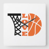 Liebe Basketballkorb Quadratische Wanduhr (Vorderseite)