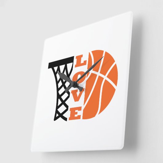 Liebe Basketballkorb Quadratische Wanduhr (Winkel)