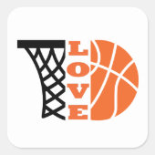 Liebe Basketballkorb Quadratischer Aufkleber (Vorderseite)