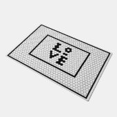 Liebe Bauernhaus Schwarz-Weiß-Fliesen-Design Fußmatte (Schrägansicht)