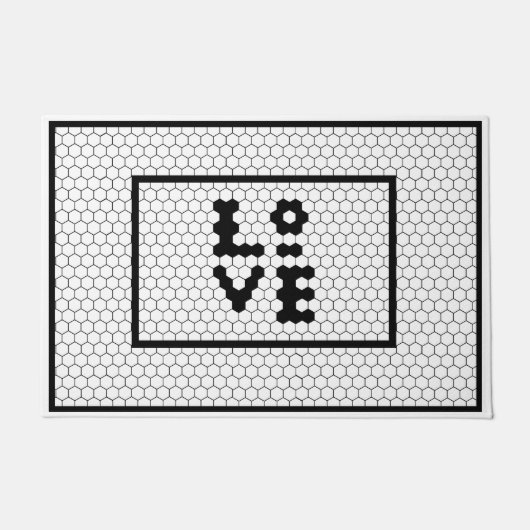 Liebe Bauernhaus Schwarz-Weiß-Fliesen-Design Fußmatte (Vorderseite)