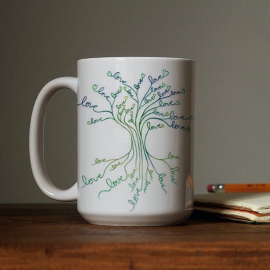 Liebe Baum des Lebens Kunst Aquamarines blaues Her Kaffeetasse