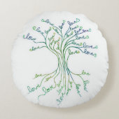 Liebe Baum des Lebens Kunst Aquamarines blaues Her Rundes Kissen (Vorderseite)