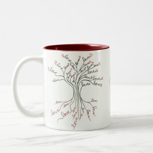 Liebe Baum des Lebens Kunst Niedlich Zweifarbige Tasse (Links)