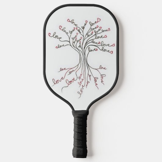 Liebe Baum des Lebens Kunst Niedliches Schwarzes H Pickleball Schläger (Rückseite)