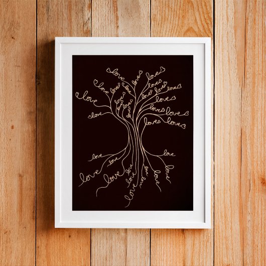 Liebe Baum des Lebens Natur braune Herzen Niedlich Poster