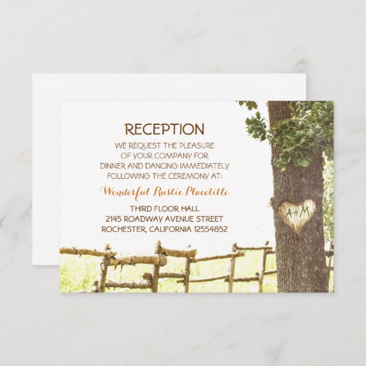 Liebe Baum Landschaft Hochzeit Rezeptionskarten Begleitkarte (Vorne/Hinten)