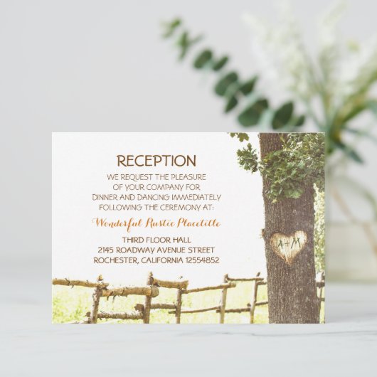 Liebe Baum Landschaft Hochzeit Rezeptionskarten Begleitkarte (Stehend Vorderseite)