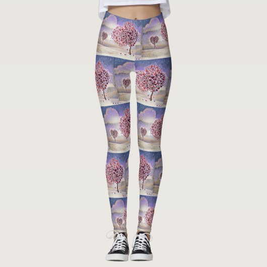Liebe Baum mit Herz Wasserfarbe Leggings (Vorderseite)