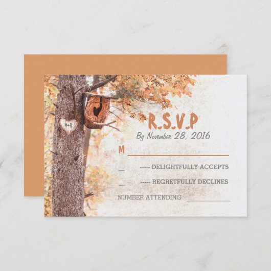 Liebe Baum rustikale Hochzeitskarten RSVP Karte (Vorne/Hinten)