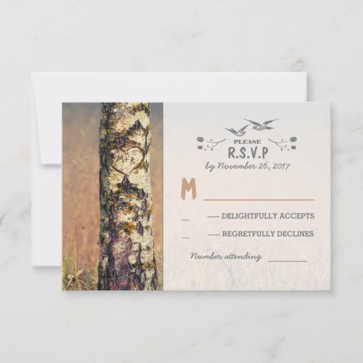 Liebe Baum rustikale Land Hochzeit RSVP Karten (Vorderseite)
