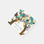 Liebe Bäume in Schattierungen Aquamariner Hochzeit Serviette (Ecke)