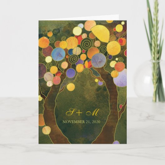 Liebe Bäume Rustikale Grüne Hochzeit Einladung (Vorderseite)