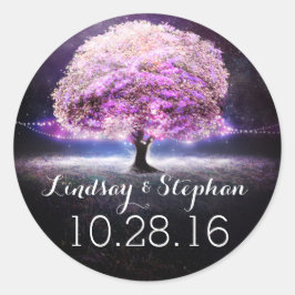 Liebe Baumschnur leuchtet Hochzeitsticker Runder Aufkleber