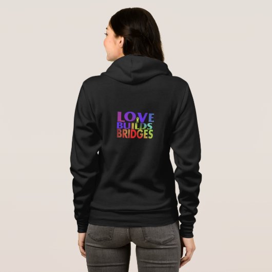 "Liebe baut Brücken" Full-Zip Hoodie. T-Shirt Hoodie (Schwarz voll)