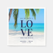 Liebe Beach Destination Palm Tree Wedding Serviette (Vorderseite)