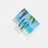 Liebe Beach Destination Palm Tree Wedding Serviette (Ecke)
