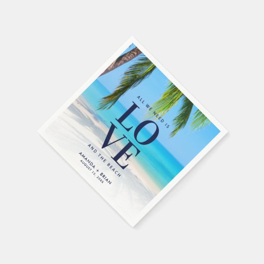 Liebe Beach Destination Palm Tree Wedding Serviette (Ecke)