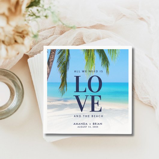 Liebe Beach Destination Palm Tree Wedding Serviette