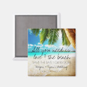 Liebe Beach Hochzeit in Urlaubsort Save the Date Magnet (Vorderseite/Rückseite)
