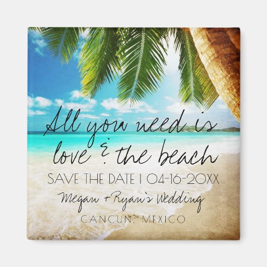 Liebe Beach Hochzeit in Urlaubsort Save the Date Magnet (Vorne)
