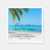 Liebe Beach Quote Palm Tree Hochzeit in Urlaubsort Serviette (Vorderseite)