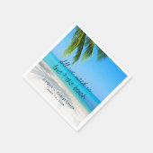 Liebe Beach Quote Palm Tree Hochzeit in Urlaubsort Serviette (Ecke)