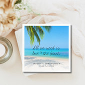 Liebe Beach Quote Palm Tree Hochzeit in Urlaubsort Serviette