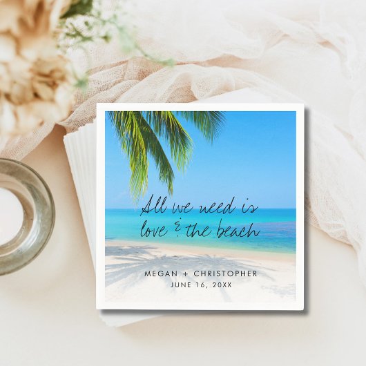 Liebe Beach Quote Palm Tree Hochzeit in Urlaubsort Serviette