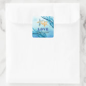 Liebe. Beach Starfish Custom Wedding Quadratischer Aufkleber (Tasche)