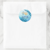 Liebe. Beach Starfish Custom Wedding Runder Aufkleber (Tasche)