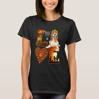 Liebe Beagle Dog Paw Heart Pumpkin Halloween T-Shirt