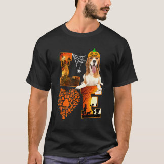 Liebe Beagle Dog Paw Heart Pumpkin Halloween T-Shirt