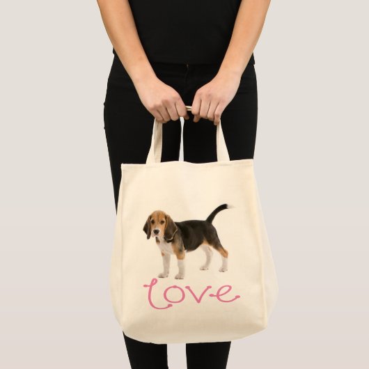 Liebe Beagle Welpen Hund Leinwand Tasche (Vorderseite (Produkt))