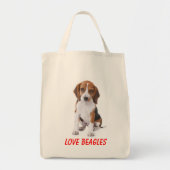Liebe Beagle Welpen Hund Leinwand Tasche (Vorne)