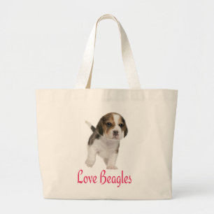Liebe Beagles Welpen-Hund Leinwand-Einkaufstasche Jumbo Stoffbeutel