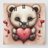 Liebe Bear 2 Quadratische Wanduhr (Vorderseite)