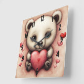 Liebe Bear 2 Quadratische Wanduhr (Winkel)