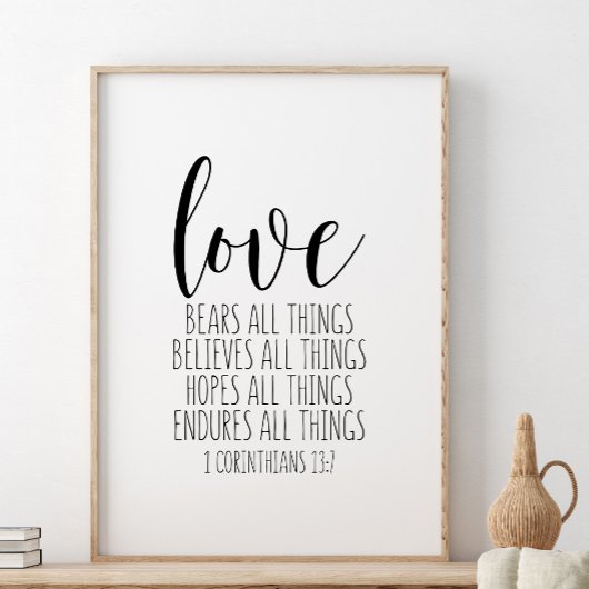 Liebe Bears All Things, 1 Korinther 13:7 Poster