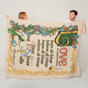 Liebe Bears Alle Dinge Versage nie Bibel Verse Ged Fleecedecke