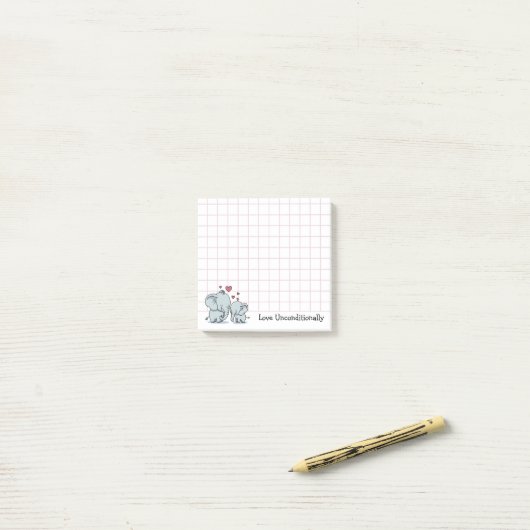 Liebe bedingungslos Elefanten Post-it Klebezettel (Auf Schreibtisch)
