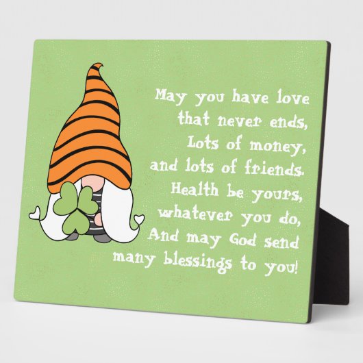 Liebe beendet nie irisches Segen Tabletop Fotoplatte (Seite)