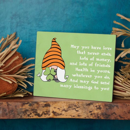 Liebe beendet nie irisches Segen Tabletop Fotoplatte (Seite)