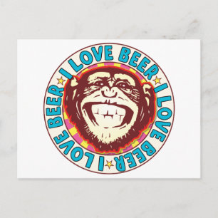 Liebe Beer Monkey Postkarte