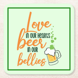 Liebe & Beer St. Patrick’s Day Fun-61146 Hoodie Rechteckiger Pappuntersetzer